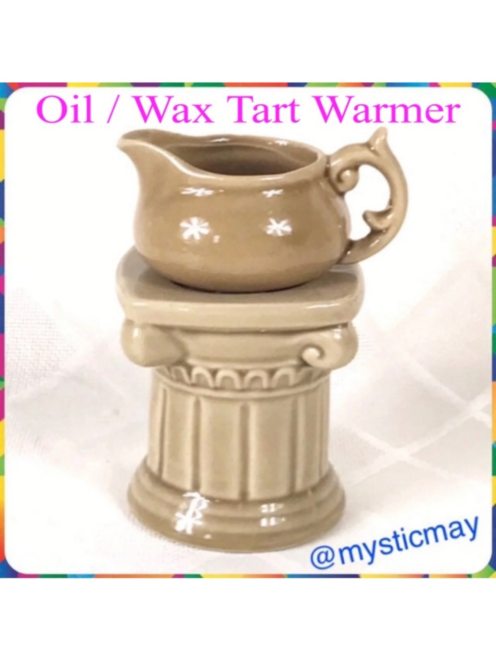 NEW 5" H Grecian Pedestal Essential OIL / WAX TART WARMER Diffuser Aromatherapy